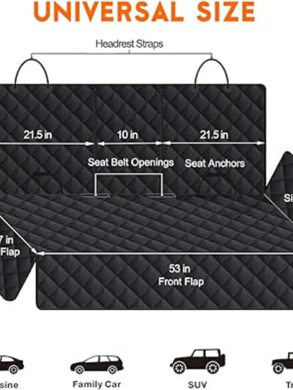 Waterproof Dog Car Seat Cover | Non-Slip Back Seat Protector | Black